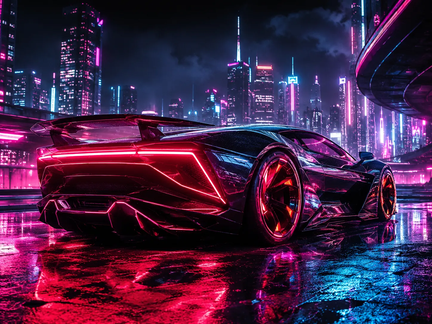 Cyberpunk stílusú neon sportautós egérpad