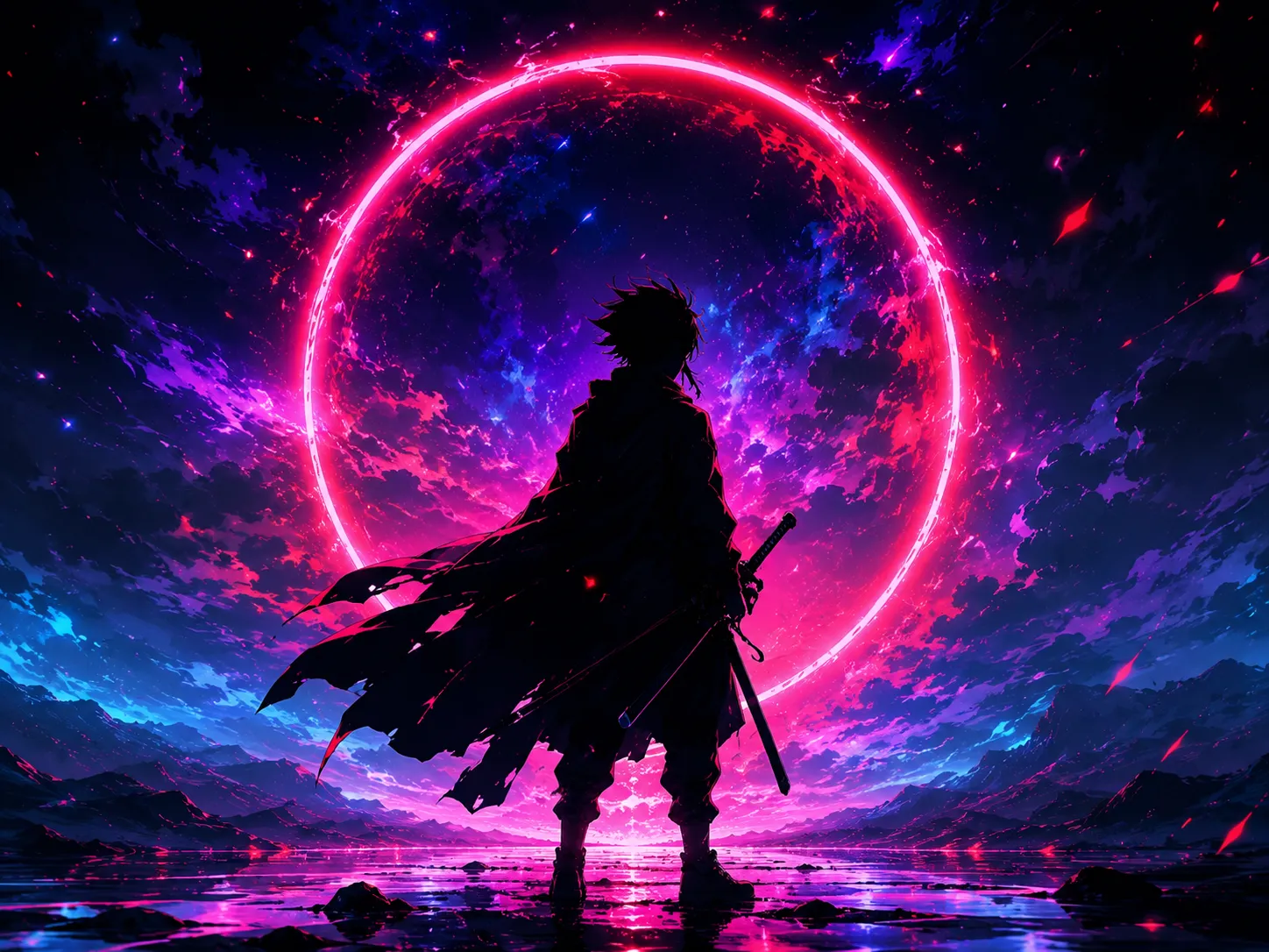Neon szamuráj anime egérpad