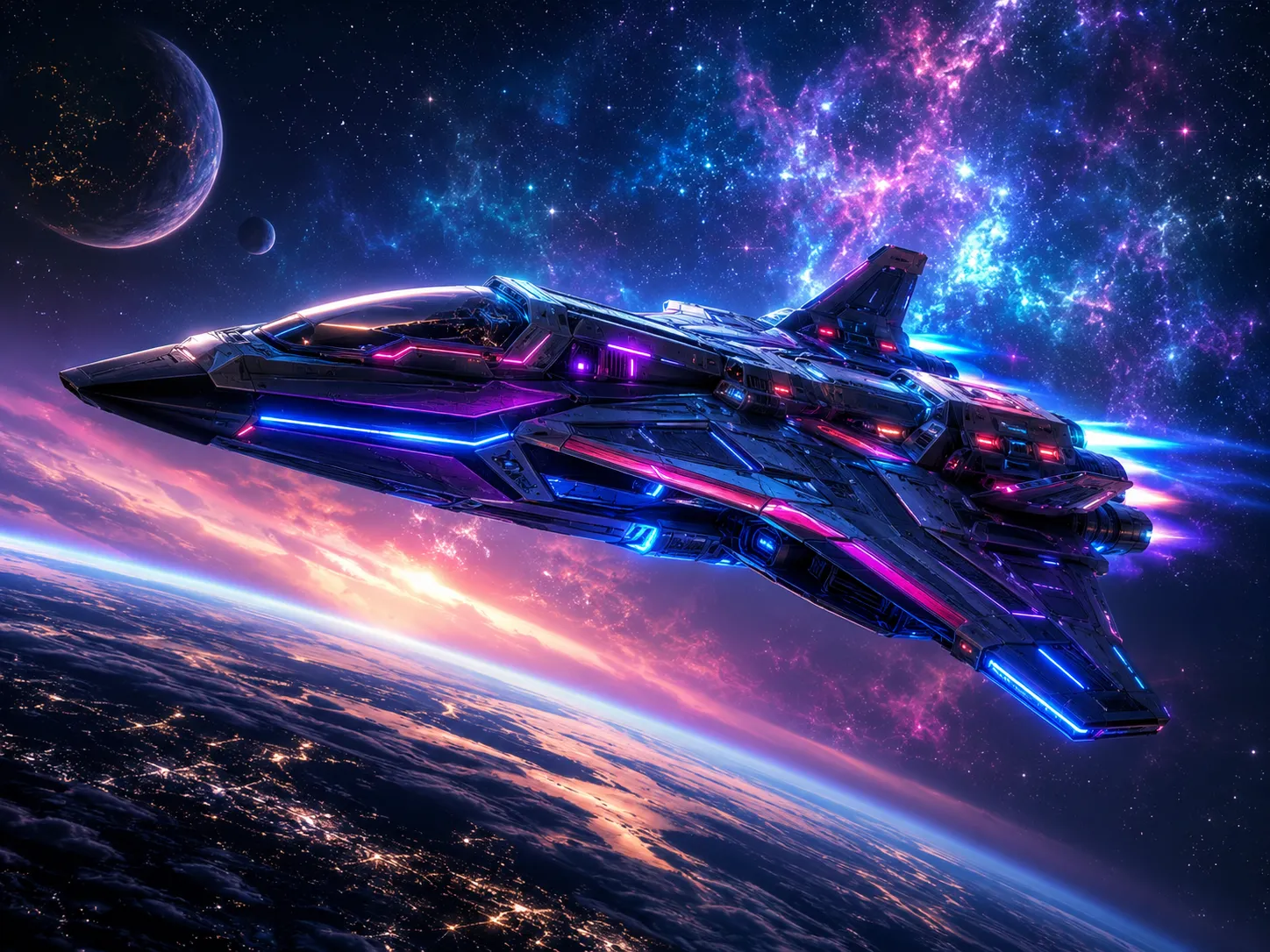 Futurista sci-fi űrhajó egérpad neon fénnyel egérpad