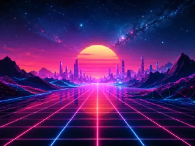 Retrofuturisztikus neon város egérpad