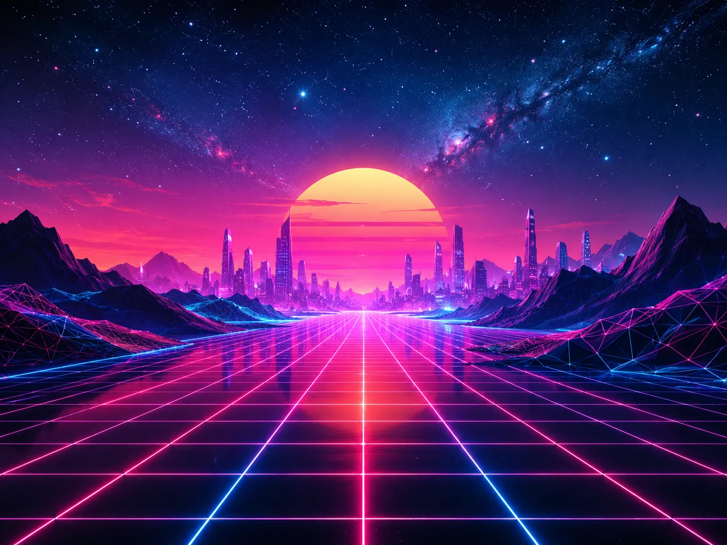 Retrofuturisztikus neon város egérpad
