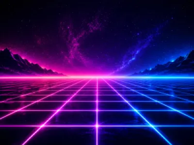 Színes neon grid futurisztikus táj egérpad