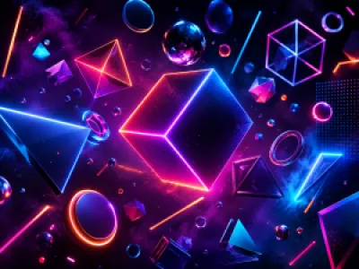 Neon fénnyel világított absztrakt geometriai formák egérpad