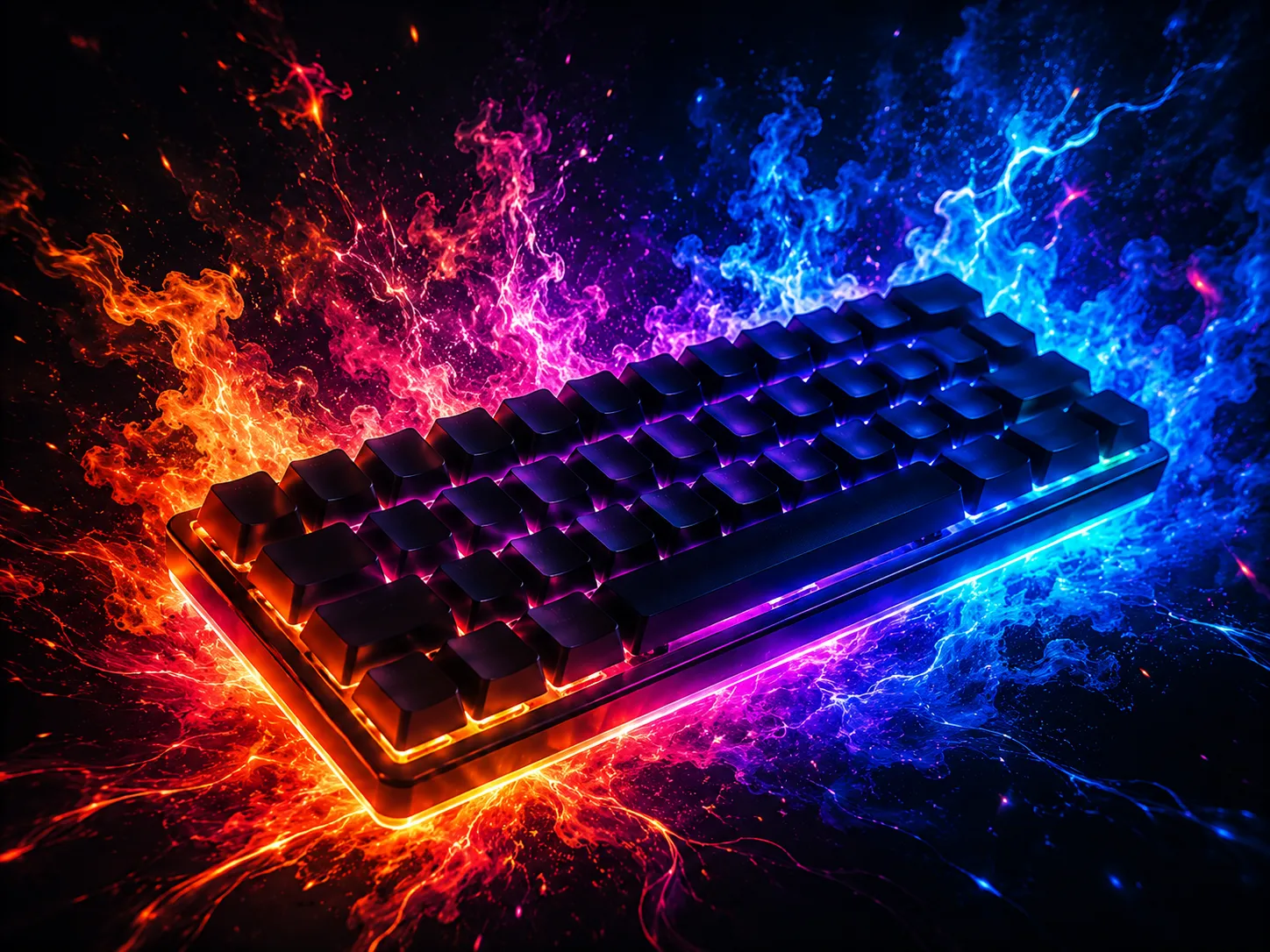 RGB mechanikus gamer billentyűzet tűz és jég hatással egérpad