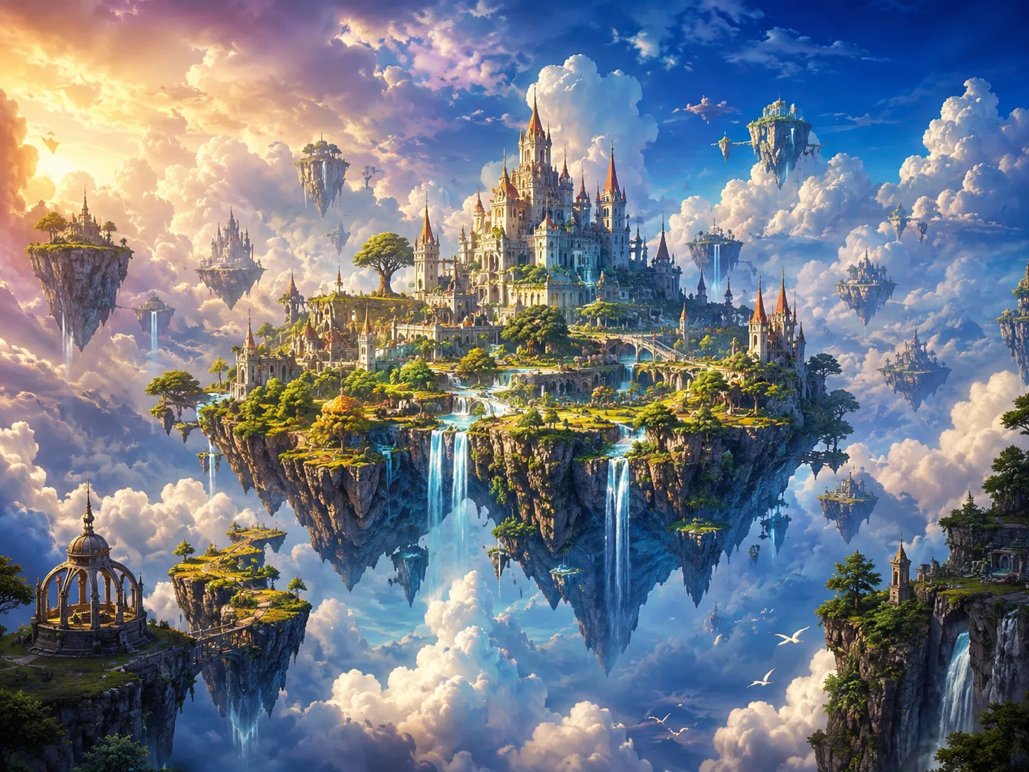Lebegő szigetek fantasy kastéllyal egérpad