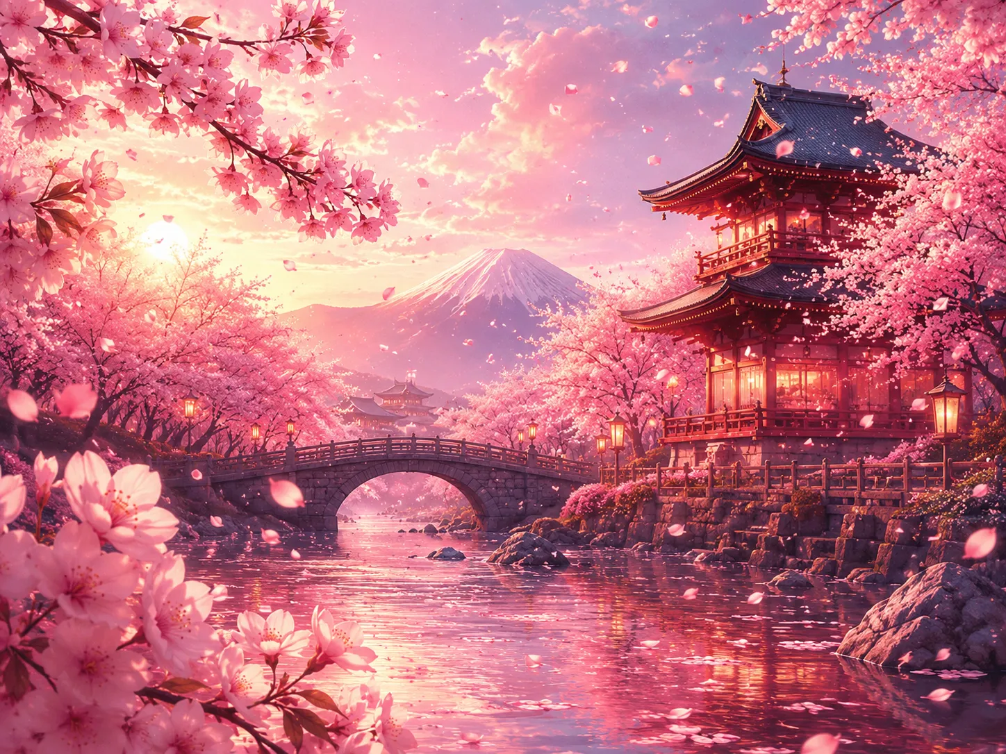 Japán cseresznyevirágzás és pagoda egérpad