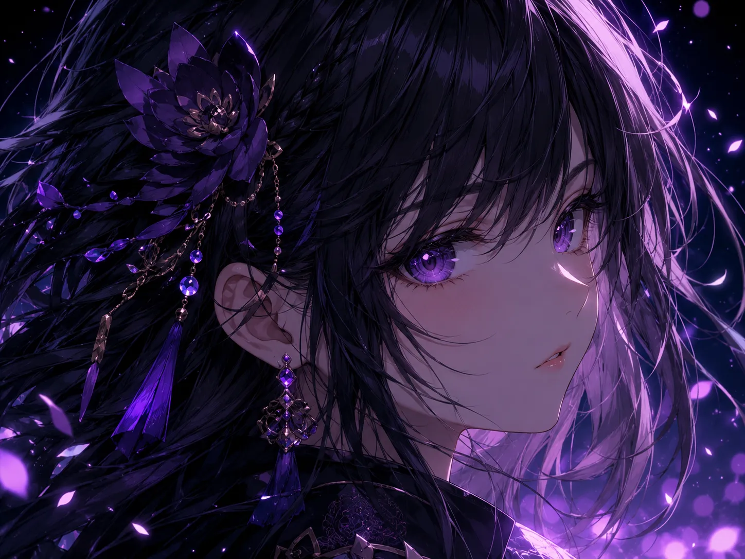 Lila szemű anime lány díszes hajkiegészítővel egérpad