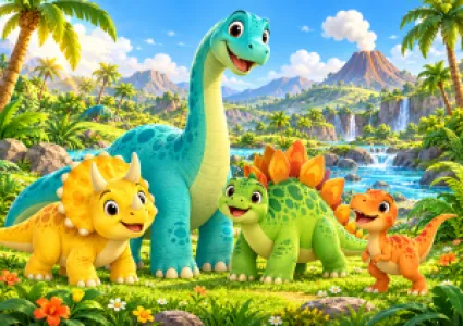 Vidám dinoszaurusz család gyerekeknek