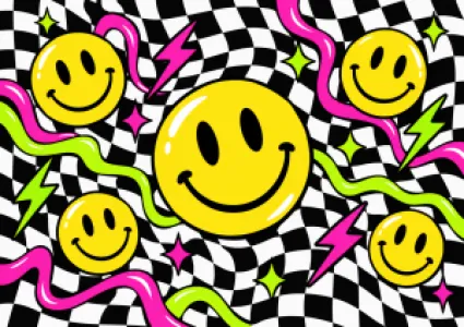 Mosolygós smiley mintás vibráló pop art design