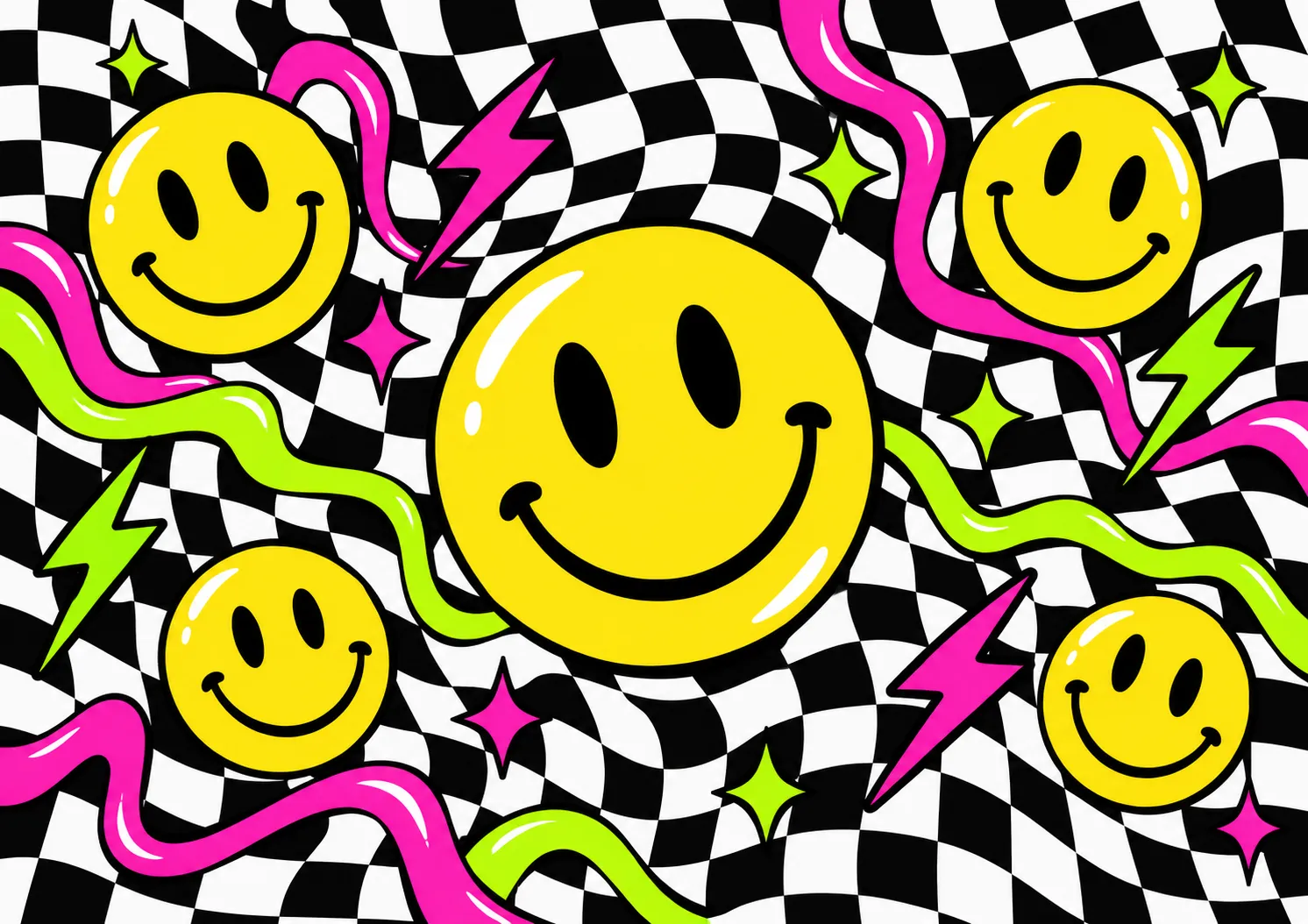 Mosolygós smiley mintás vibráló pop art design