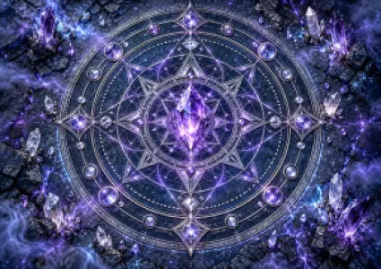 Misztikus ametiszt kristály mandala