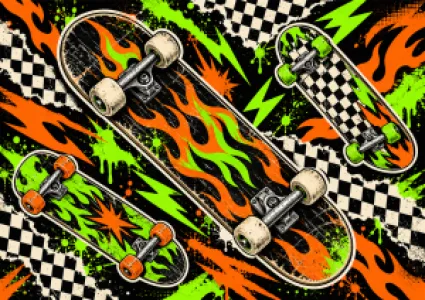 Lángmintás neon skateboard kollekció