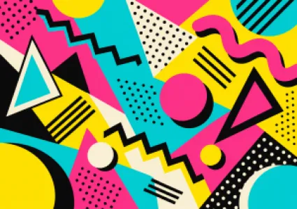 Neon geometriai mintás retro falikép